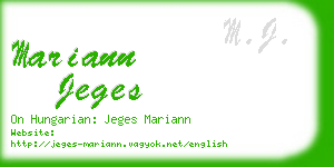 mariann jeges business card